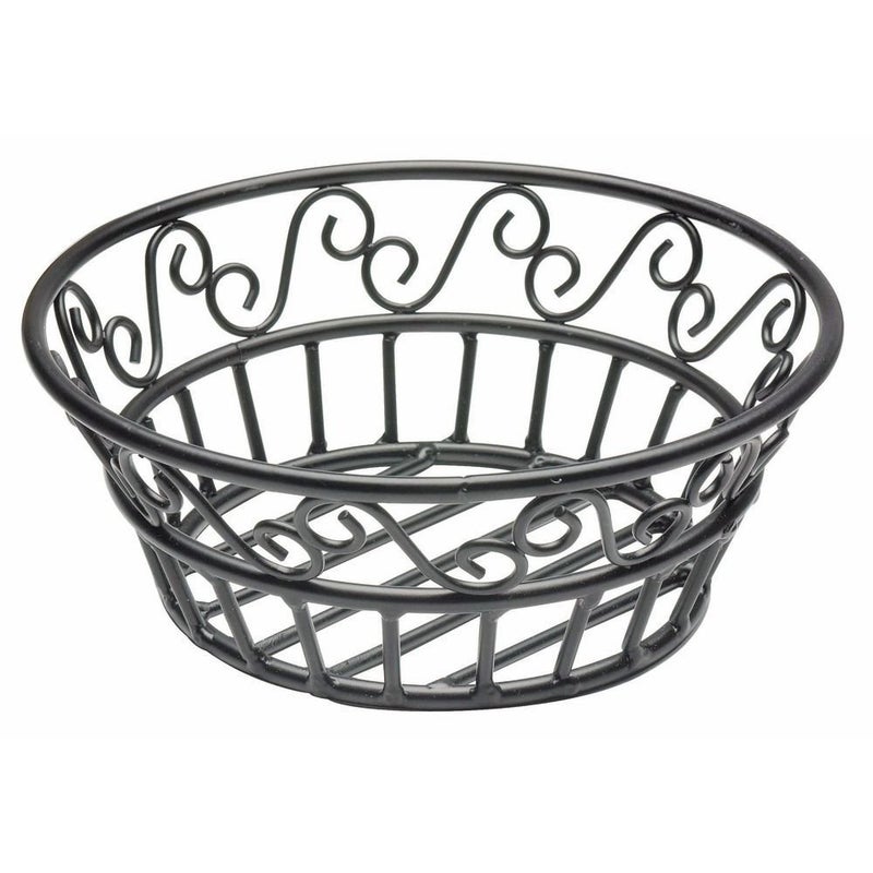 American MetalCraft American Metalcraft BLSB80 Wrought Iron Scroll Design Round Bread Basket 8Inch Black