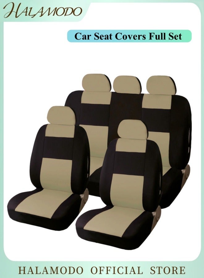 Halamodo Car Seat Covers Full Set Front Bucket Seat Protectors with Split Bench Car Seat Cover Set Breathable Premium Sporty Seat Cushions for Car SUV - Image 1