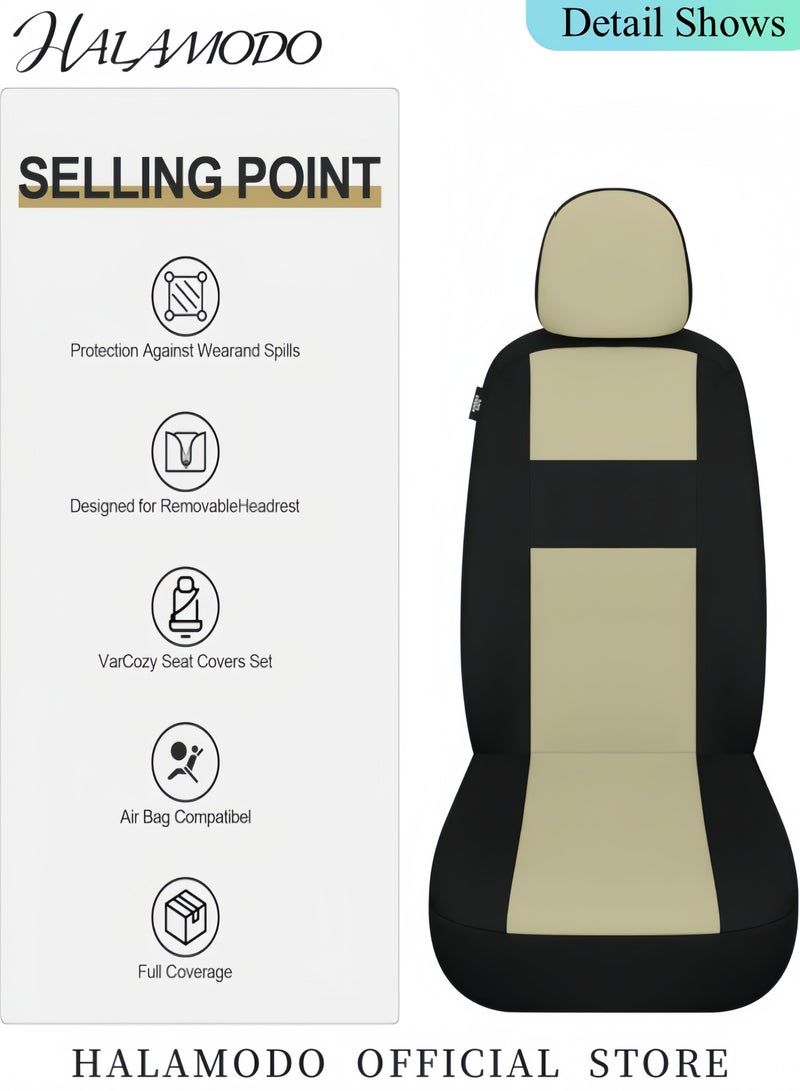 Halamodo Car Seat Covers Full Set Front Bucket Seat Protectors with Split Bench Car Seat Cover Set Breathable Premium Sporty Seat Cushions for Car SUV - Image 2