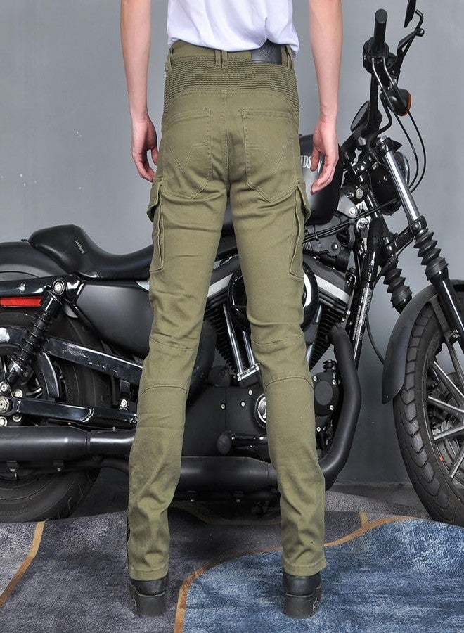 HUMAN HEART Men's Motorcycle Riding Pants Denim Jeans Protect Pads Equipment with Knee and Hip Armor Pads Detachable CE Armor Pads, Green, 3XL - Image 5