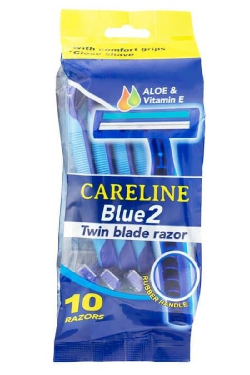 Careline Careline Blue 2 Razor Blades with Aloe Vera and Vitamin E - 10 Razor