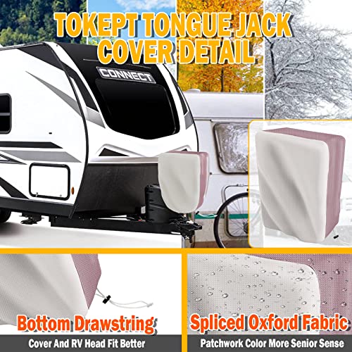 Tokept Trailer RV Electric Jack Cover, 14H x 5W x 10D inch, 600D Waterproof Oxford FabricUniversal RV Tongue Jack Protective Cover (Dark Beige) - Image 2