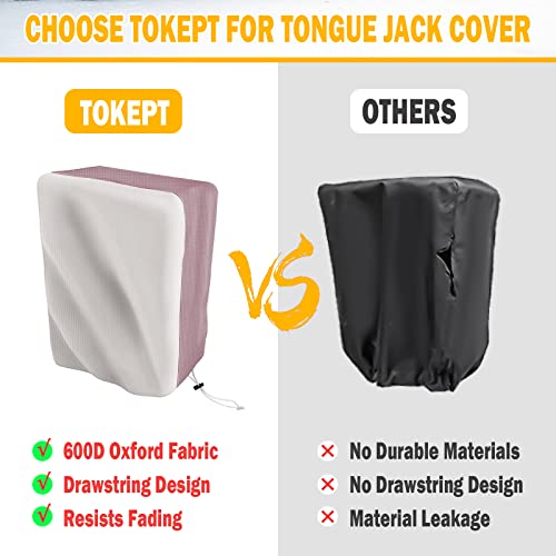 Tokept Trailer RV Electric Jack Cover, 14H x 5W x 10D inch, 600D Waterproof Oxford FabricUniversal RV Tongue Jack Protective Cover (Dark Beige) - Image 5