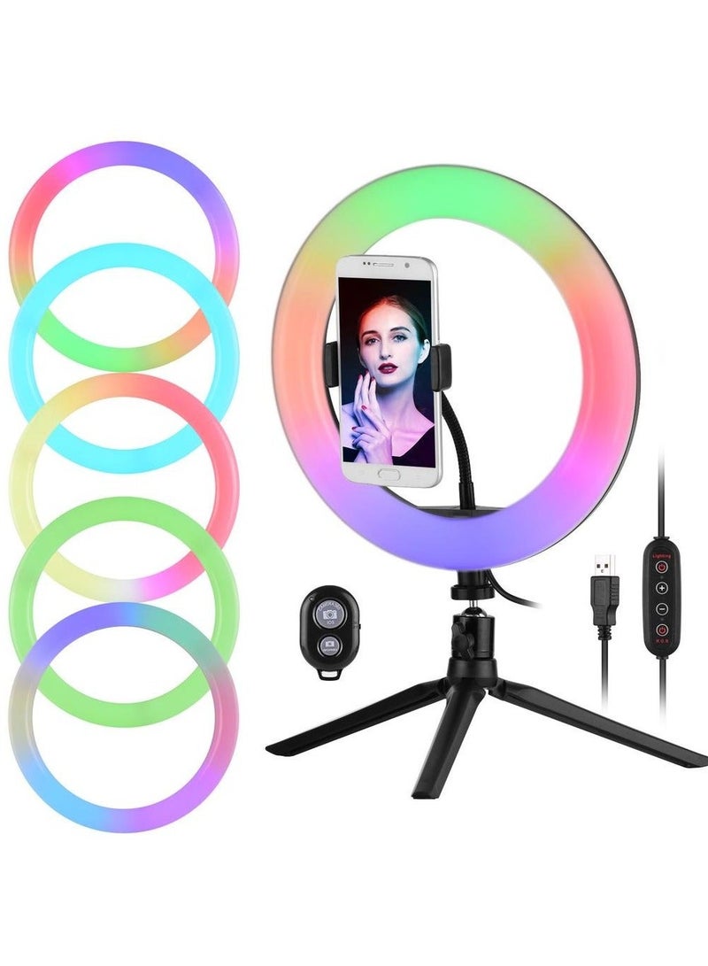 هوميفا مصباح حلقي ناعم بتقنية LED RGB من نوع MJ26 لتصوير الفيديو عبر الكاميرا والهاتف الذكي على يوتيوب - Image 3