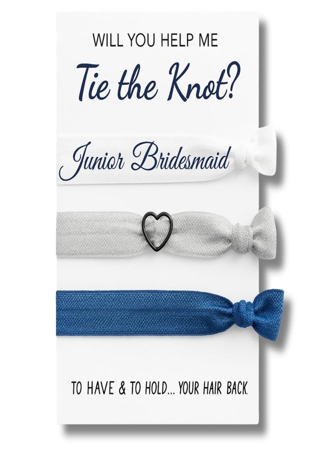 إنفينيتي كوليكشن مجموعة ربطات شعر وصيفات العروس من إنفينيتي كوليكشن، باللون الكحلي - طقم من 3 قطع، هل ستساعدينني في ربط العقدة؟ - إكسسوارات شعر وصيفات العروس، لتثبيت شعرك للخلف - Image 1