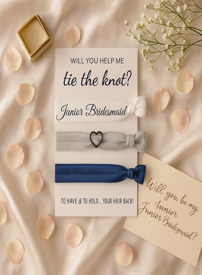 إنفينيتي كوليكشن مجموعة ربطات شعر وصيفات العروس من إنفينيتي كوليكشن، باللون الكحلي - طقم من 3 قطع، هل ستساعدينني في ربط العقدة؟ - إكسسوارات شعر وصيفات العروس، لتثبيت شعرك للخلف - Image 2