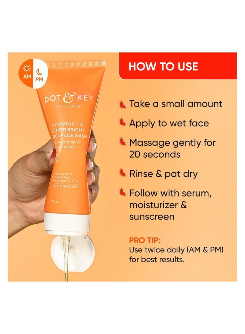 دوت آند كي غسول الوجه جل فائق اللمعان بفيتامين C + E لبشرة متوهجة ومشرقة | جميع أنواع البشرة|مع فيتامين C الثلاثي| غسول الوجه للنساء والرجال|100 مل - Image 5