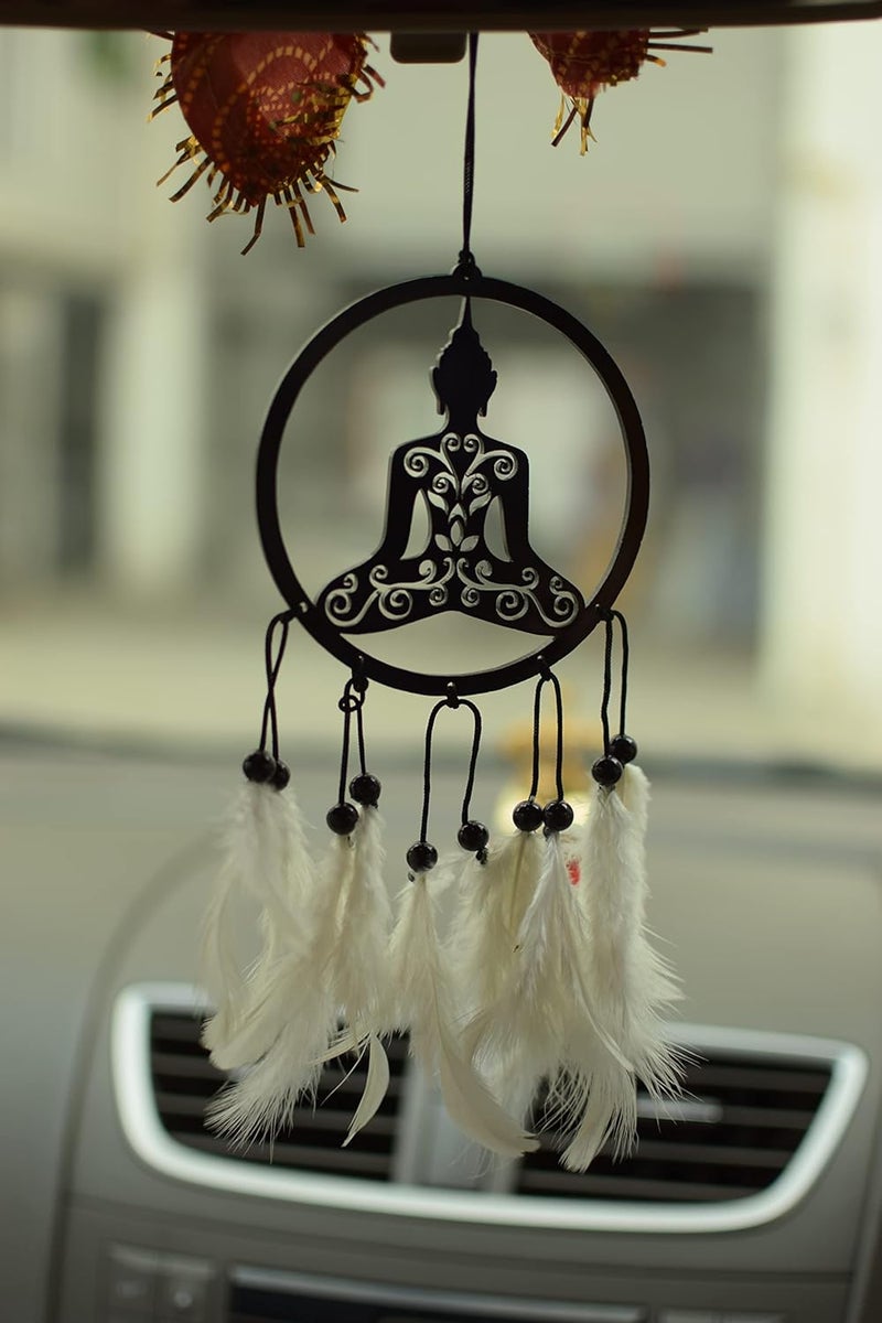 MGNLR Fancy Lord Shiva car Hanging car Rear View Mirror Decor Ornament Accessories Good Luck Dream Catcher Positive Vibes Balcony,Gift, car, Wind Chimes, Room (Budhha Dream Catcher) - Image 1