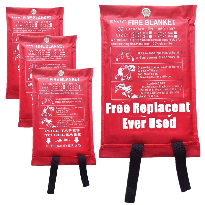 Inf-way Emergency Fire Blanket for Home and Kitchen, 5 Size for Choice, 1 Pack Fire Blanket 3.3x3.3ft - Image 1