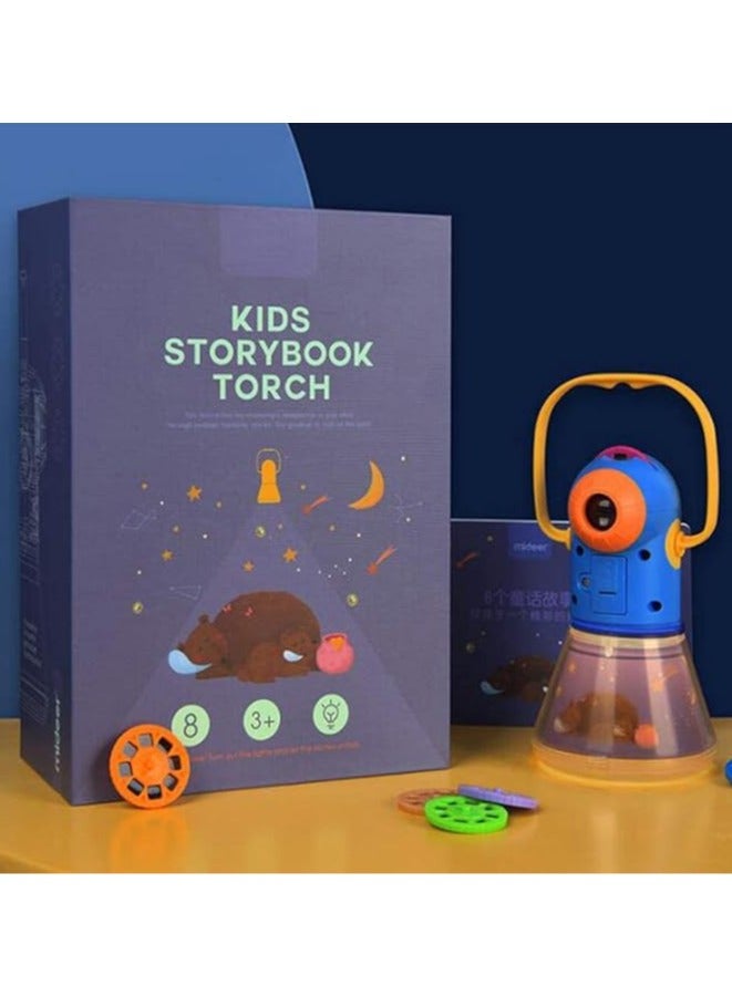 عام مشعل إسقاط قصة بضوء ليلي، قصص نوم للأطفال، فلاشلايت ألعاب إضاءة، عرض شرائح من الحيوانات، 8 أفلام خيالية مع 64 شريحة، هدية مدرسية رائعة وألعاب ممتعة يدوية. - Image 1