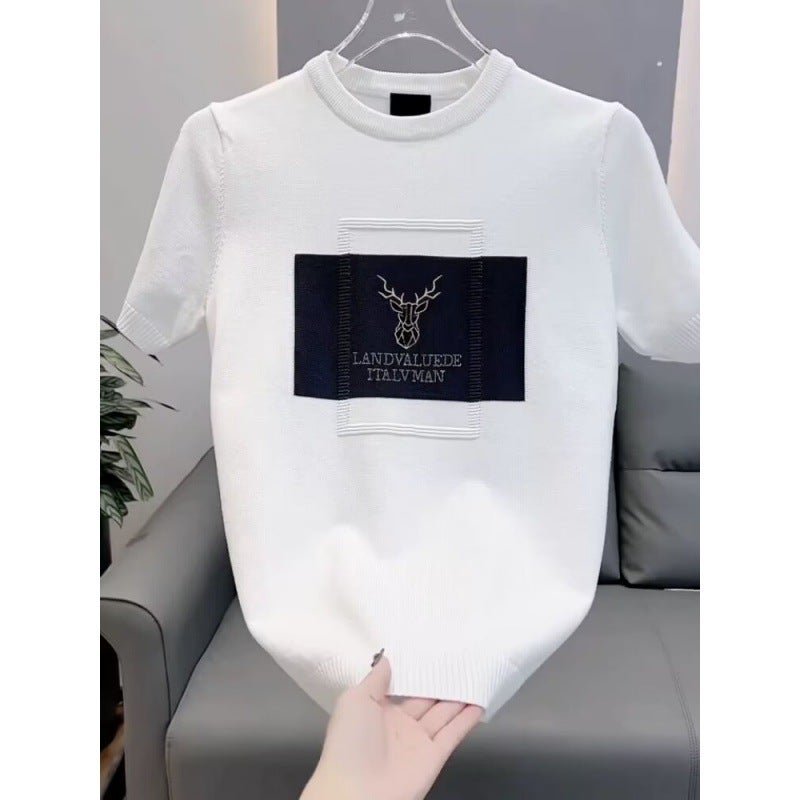 Summer T-Shirt Men'S Short-Sleeved Half-Sleeved Heavy-Weight High Quality Top Yuppie Youth Half-Sleeved-Black - Image 5