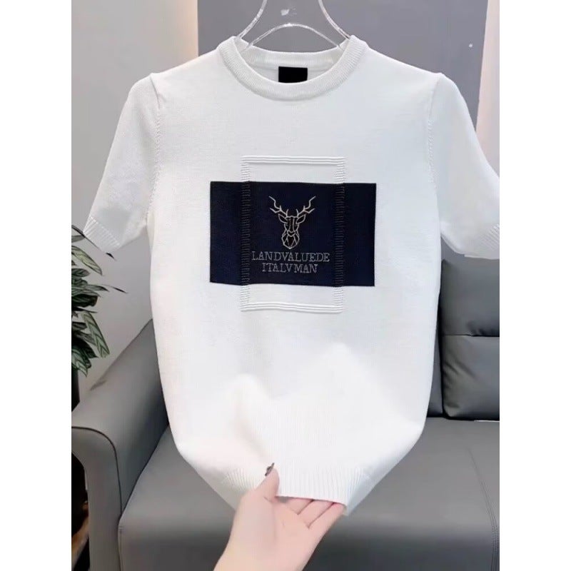 Summer T-Shirt Men'S Short-Sleeved Half-Sleeved Heavy-Weight High Quality Top Yuppie Youth Half-Sleeved-Black - Image 2