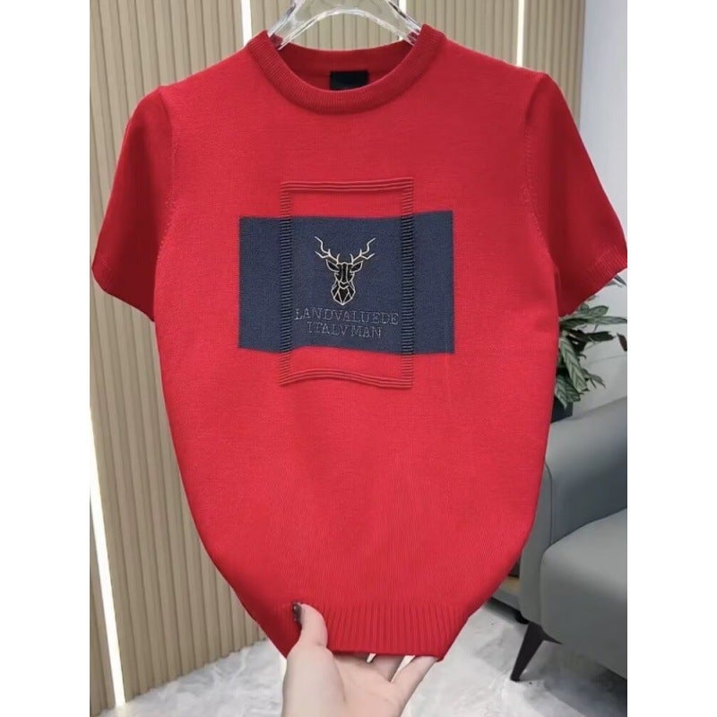 Summer T-Shirt Men'S Short-Sleeved Half-Sleeved Heavy-Weight High Quality Top Yuppie Youth Half-Sleeved-Black - Image 3