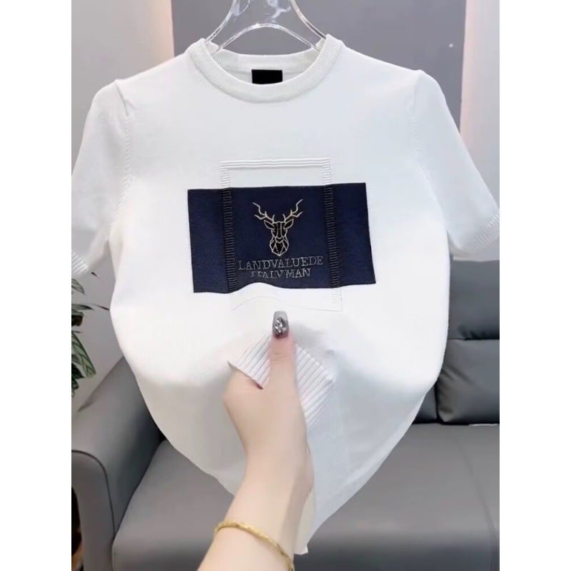 Summer T-Shirt Men'S Short-Sleeved Half-Sleeved Heavy-Weight High Quality Top Yuppie Youth Half-Sleeved-Black - Image 4