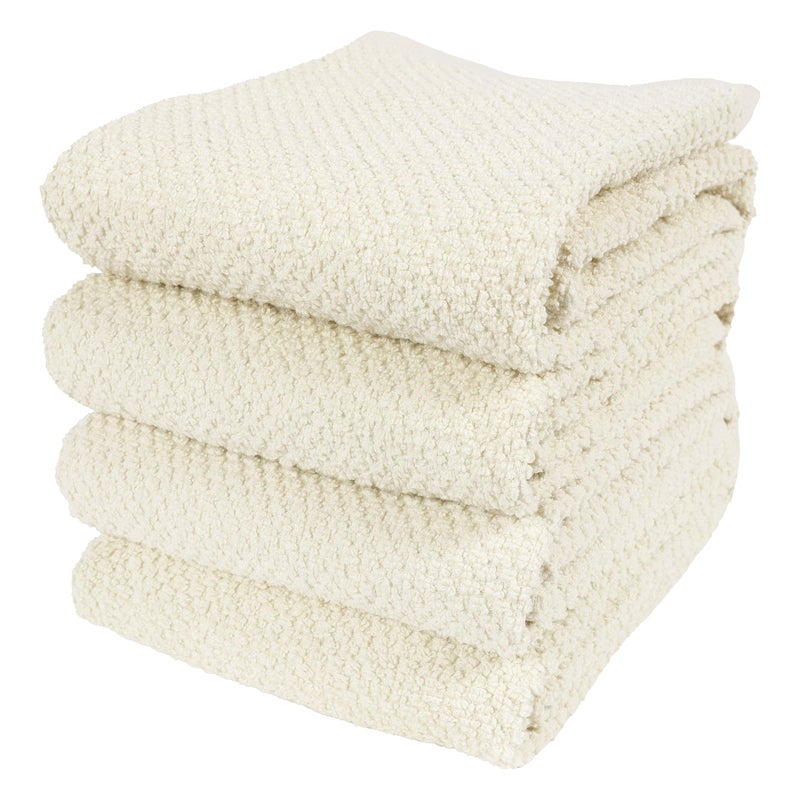 KAF Home Deluxe Popcorn Terry Kitchen Towels Cotton Kitchen Dish Towels Set of 4 Alabaster