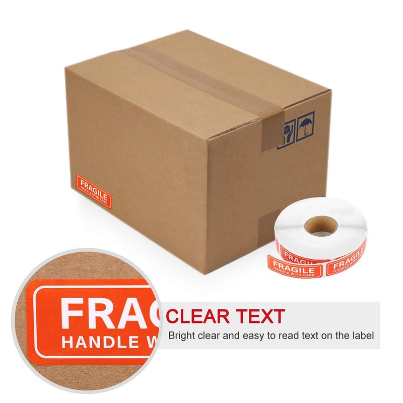 Methdic Fragile Stickers - 1"x 3" Strong Adhesive Fragile Labels 1 Roll/1000 Labels(Handle with Care,Fragile) Stickers for Shipping and Moving - Image 4