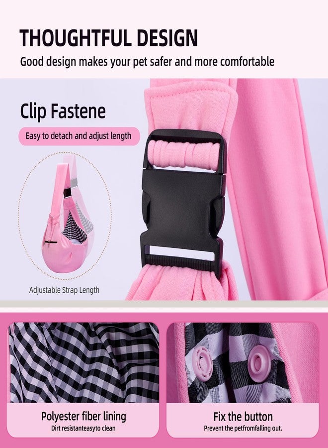 Riuja Adjustable Dog Carrier Sling - Hand-Free Dog Carriers for Small Dogs and Cats, Puppy Sling Carrier with Zipper Purse Pocket, Travel Safety Harness, Puppy Essentials (Pink) - Image 4