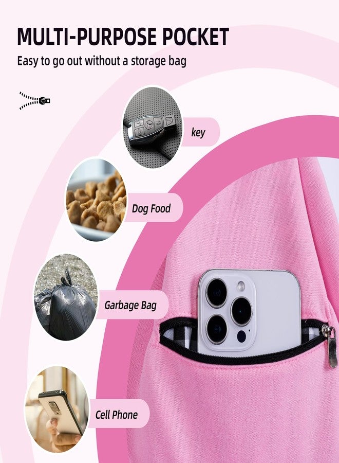 Riuja Adjustable Dog Carrier Sling - Hand-Free Dog Carriers for Small Dogs and Cats, Puppy Sling Carrier with Zipper Purse Pocket, Travel Safety Harness, Puppy Essentials (Pink) - Image 2