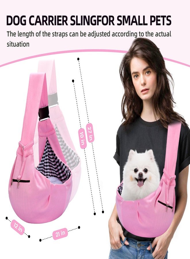 Riuja Adjustable Dog Carrier Sling - Hand-Free Dog Carriers for Small Dogs and Cats, Puppy Sling Carrier with Zipper Purse Pocket, Travel Safety Harness, Puppy Essentials (Pink) - Image 3