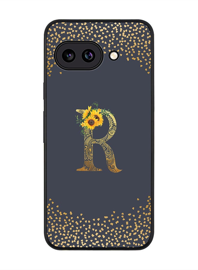 Stylizedd For Google Pixel 9a Case,Slim fit Camera Protection, Shockproof Thin Phone cover  - Custom Floral Monogram - R  (Grey )