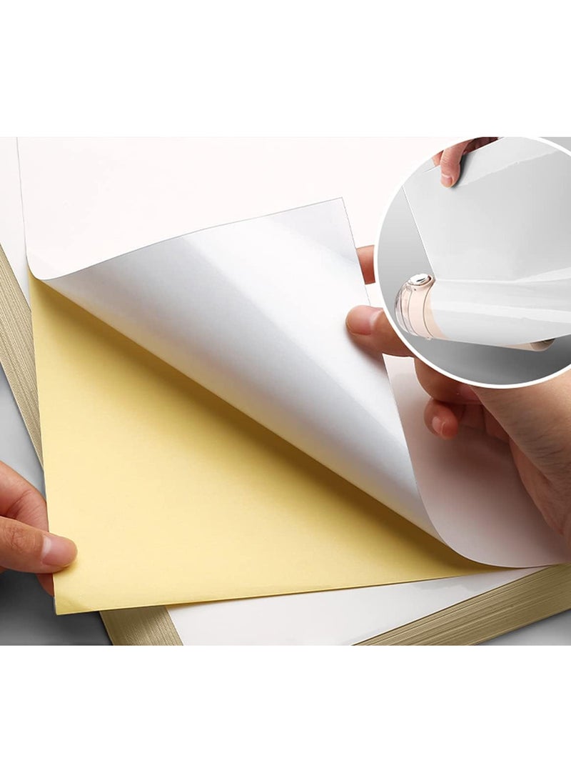 ECVV Printable Self Adhesive Sticker Paper Label for Laser & Inkjet Printer, Package Standard Letter A4 Size 8.5x12.5 cm, 100 Matte White Decal Sheet-100 Sheets  - Image 3