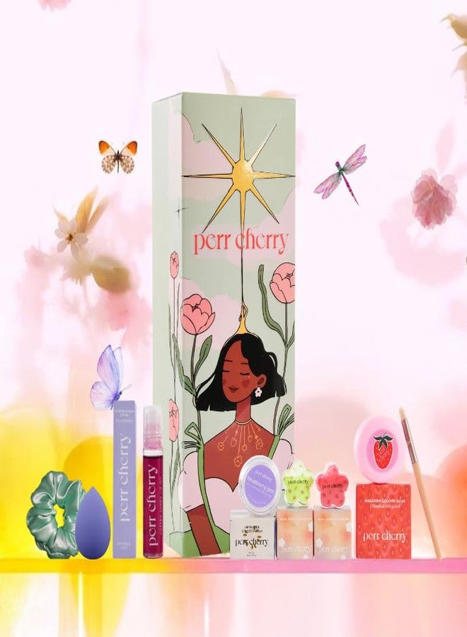 Perr Cherry 8-Piece Organic Makeup Kit Set for Girls, Preteens & Teens | Non-Toxic, Cruelty-Free & Vegan | Water-Washable Makeup Set with Highlighter, Lip & Cheek Tint, Lip Oil, Lip Balm & Brush (Assorted Colour) - Image 3