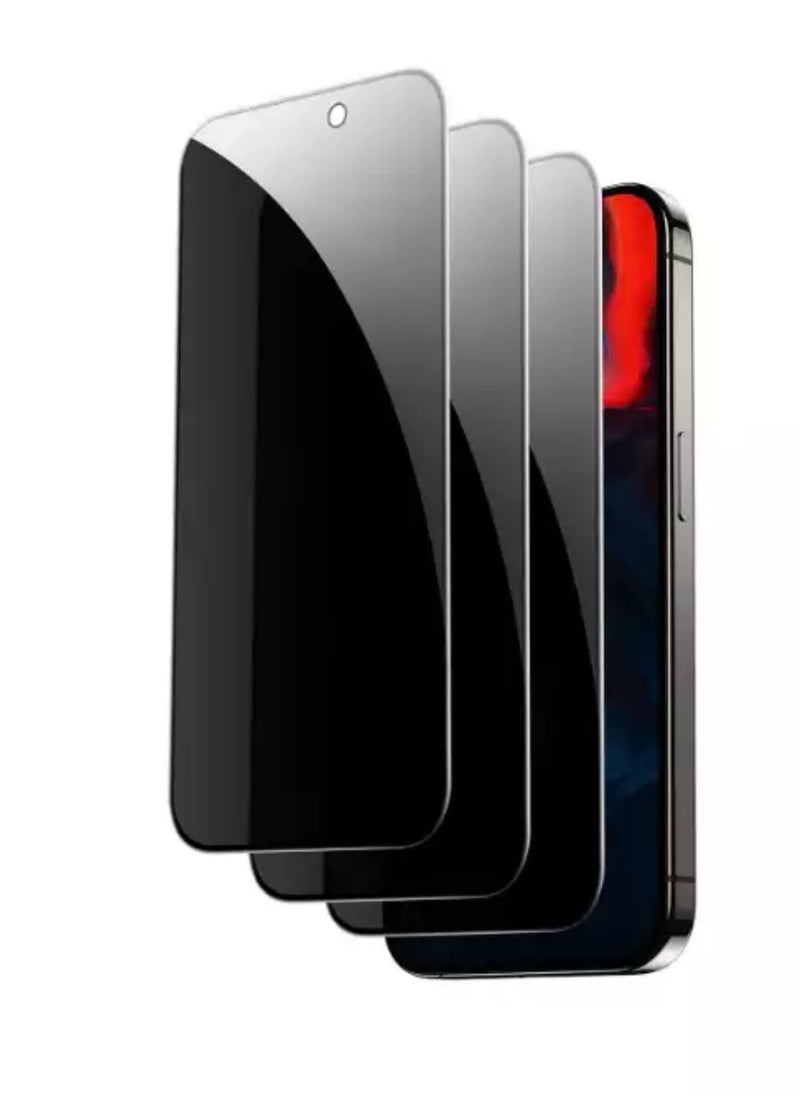 TIGER iPhone Tempered Glass 3 Pack Privacy Screen Protector Set For iPhone 15 6.1 Inch Anti-Spy Tempered-Glass, Scratch Resistant iPhone Glass Full-Coverage Glass (Privacy, iPhone 15) - Image 1