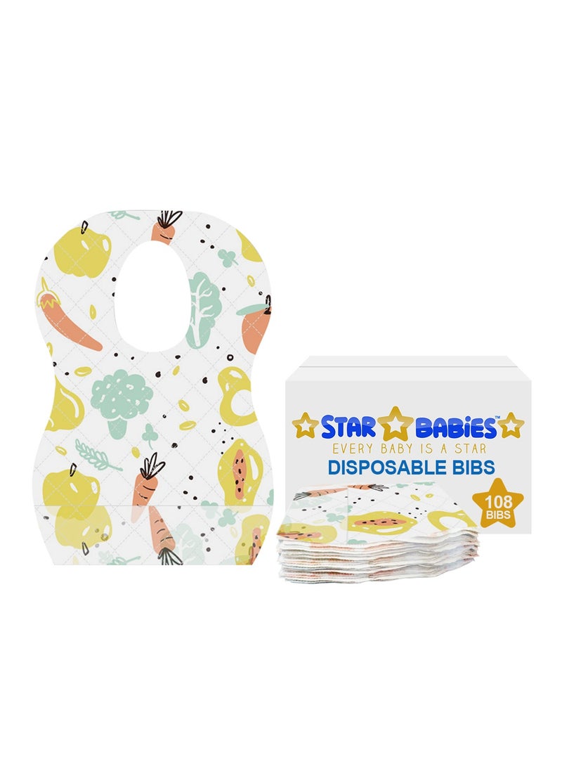 STAR BABiES Disposable Bibs Pack of 108-Fruits Print - Image 1