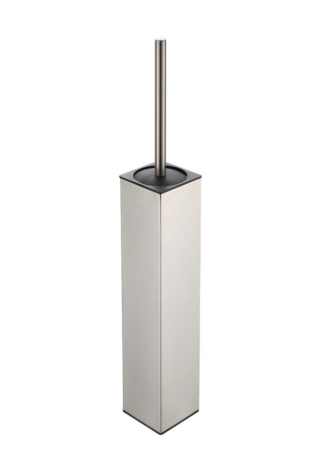 BGL Toilet Brush and Holder Set Brushed Nickel Aluminium Freestanding Toilet Bowl Cleaner Brush and Holder for Bathroom Storage and Organization, Square Design Sturdy and Space Saving - Image 1