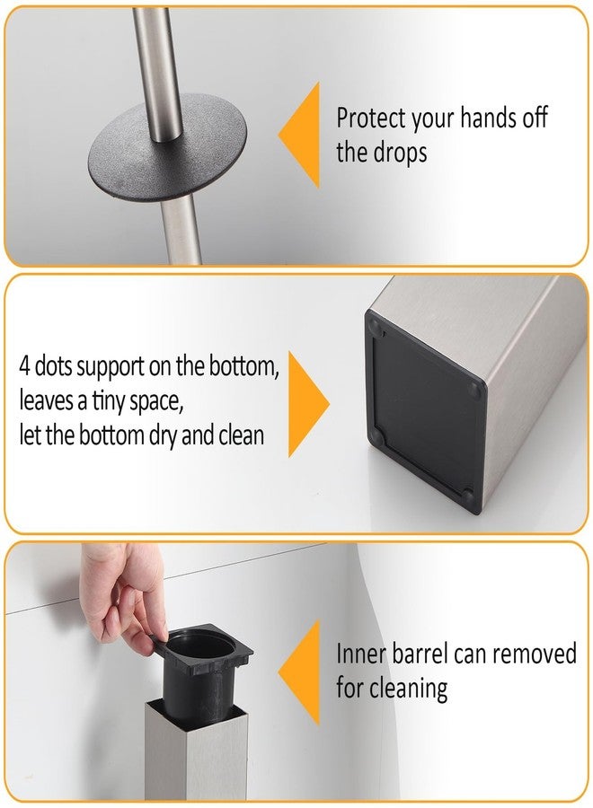 BGL Toilet Brush and Holder Set Brushed Nickel Aluminium Freestanding Toilet Bowl Cleaner Brush and Holder for Bathroom Storage and Organization, Square Design Sturdy and Space Saving - Image 4