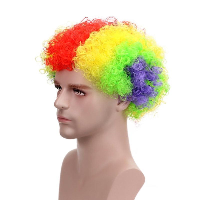 Aicker Short Afro Kinky Curly Wig for Men Women, Synthetic Funny Cosplay Wigs, Costume Party Hair Replacement Heat Resistant Fiber (MixColor) - Image 4