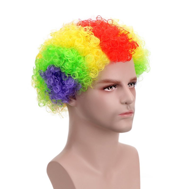 Aicker Short Afro Kinky Curly Wig for Men Women, Synthetic Funny Cosplay Wigs, Costume Party Hair Replacement Heat Resistant Fiber (MixColor) - Image 3