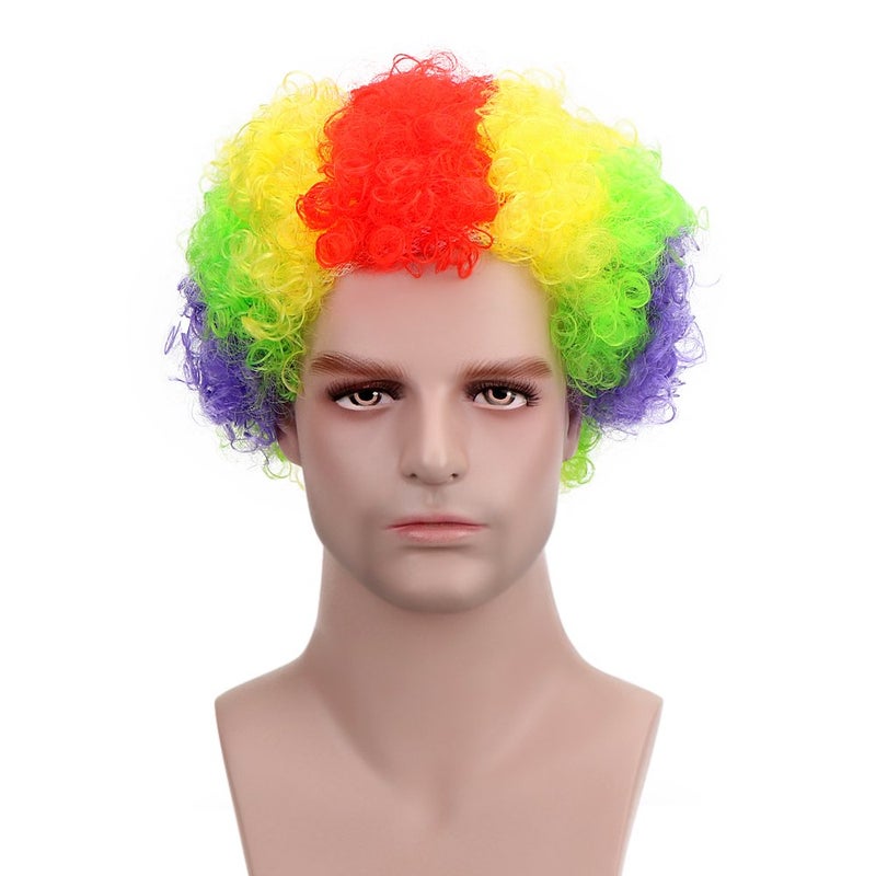 Aicker Short Afro Kinky Curly Wig for Men Women, Synthetic Funny Cosplay Wigs, Costume Party Hair Replacement Heat Resistant Fiber (MixColor) - Image 2