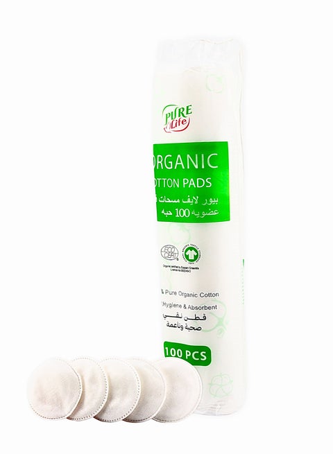 Pure Life Organic Cotton Pads 100pcs – Soft and Natural Makeup Remover Pads
