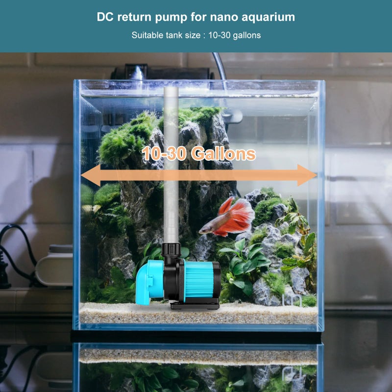JEREPOND 400GPH Aquarium Return pump with LCD display controller, 15W DC 24V aquarium pump for saltwater freshwater aquarium,fish tank,sump,20 speeds ECO Quiet Submersible and inline pump - Image 4