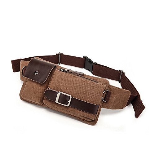BAOSHA YB-01 Vintage Men's Waist Bag Sports Waist Pack Bum Bag Security Money Waist Day Pack Pouch Hip Belt Bag Bumbag Coffee - Image 1