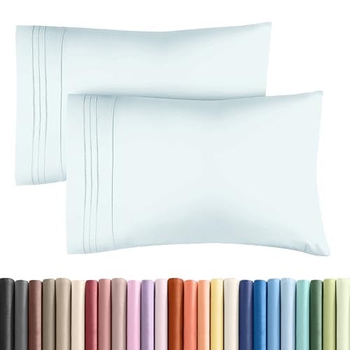 CGK Unlimited King Pillow Cases Set of 2 Ultra Soft Hotel Quality Pillowcase Covers Comfy Cozy Wrinkle Free Shrinkage Stain and Fade Resistant Machine Washable Pillow Protectors 2 Piece Set Ice Blue - Image 1