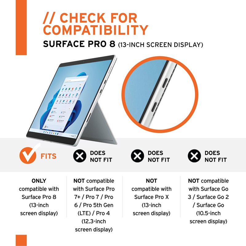 URBAN ARMOR GEAR UAG Designed for Microsoft Surface Pro 8 Case Plasma w/Hand Strap & Shoulder Strap Feather-Light Translucent Rugged Military Drop Tested Protective Cover Ice
