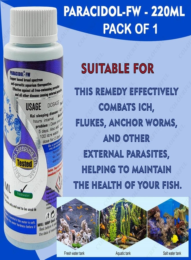 colourful علاجات أكواتيك ريميديز لأحواض أسماك الزينة | علاج فعال لطفيليات الأسماك | آمن لأحواض أسماك المياه العذبة، باراسيدول - 220 مل - Image 4