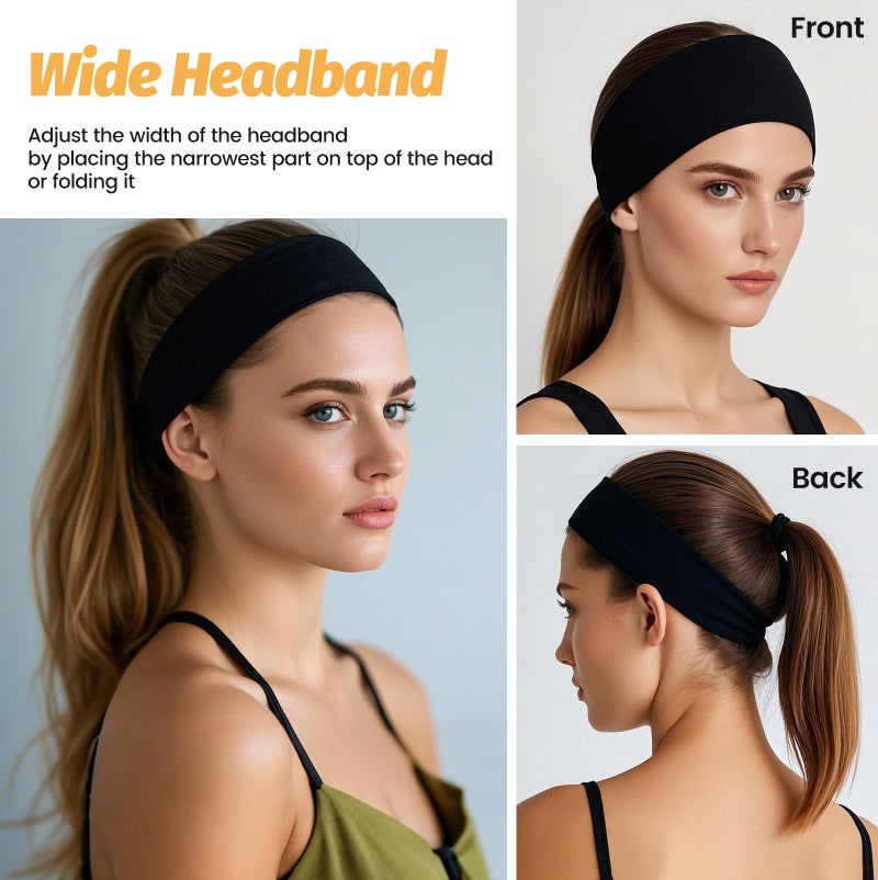 HSEM Headbands for Women - 6 Pack Wide Elastic Hair Bands | Stretchy Sweatbands Hair Bands | Soft Sports Thin Head Bands | Non-Slip Accessories Bands for Fashion, Washing Face, Workouts, Yoga, Daily Use - Image 5