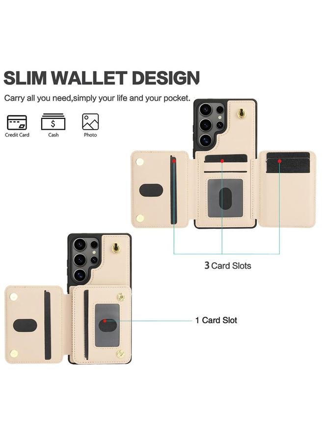 erorex Case For Samsung Galaxy S25 Ultra 5G YM006 Skin Feel Zipper Card Bag Phone Case with Dual Lanyard - Image 3