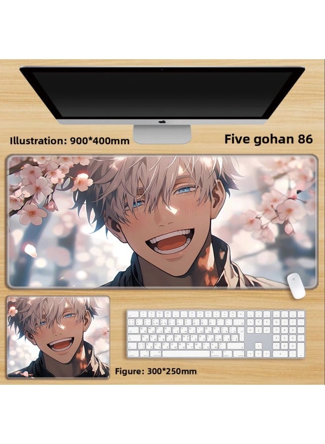 Unlocked Gojo Satoru Mouse Pad Extra Large Spell Return Home Animation Large Girls Computer Keyboard Office-Color:100x50cm Thickness 3mm-Pattern:Off-white Five Wukui 86  - Image 1