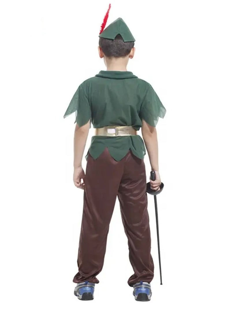Brain Giggles - BrainGiggles Peter Pan Costume Kids Cartoon Character Costume Set Halloween Fancy Dress for Boys - Medium - Image 1