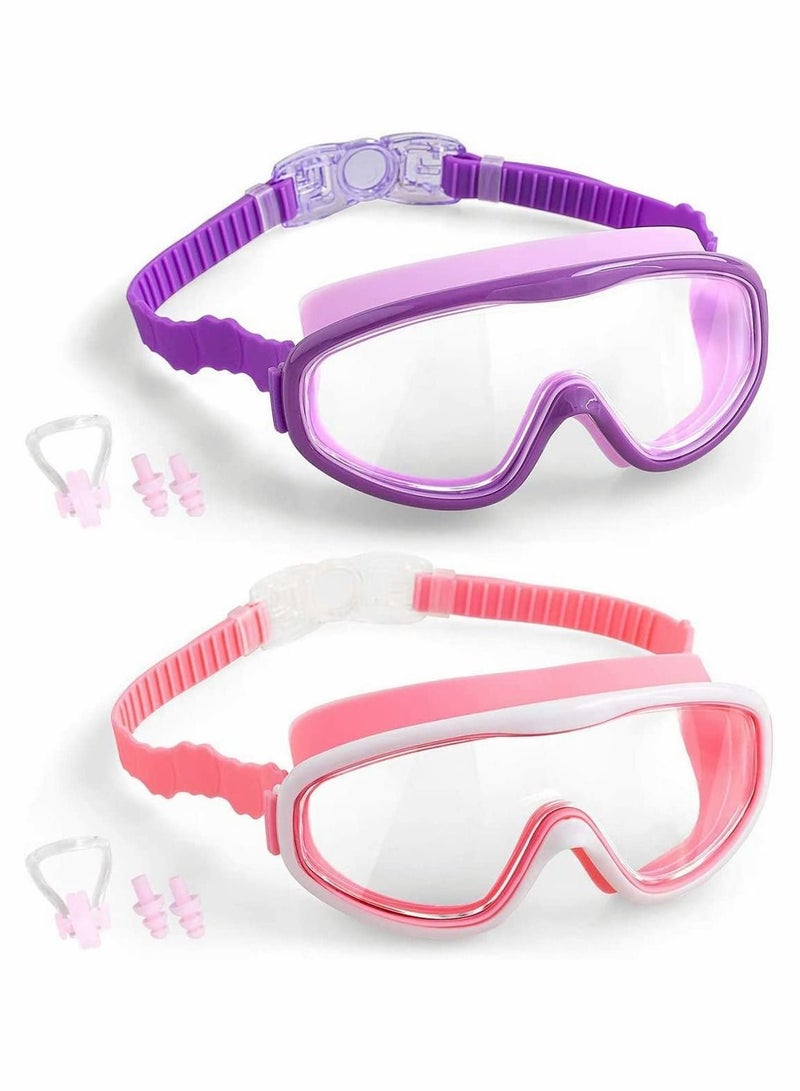 Y&D Kids Swimming Goggles 2 Pack No Leaking Anti Fog UV Protection Mirrored with Waterproof, Protection, Crystal Clear Wide Vision, for Junior Children Girls Boys Early Teens Age 3-15 - Image 1