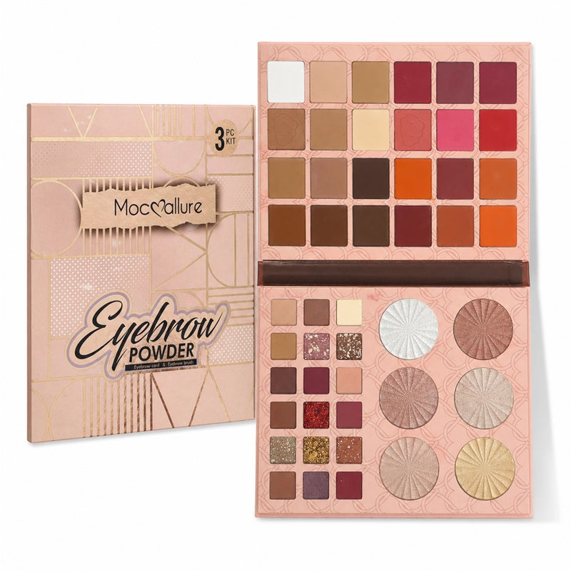Me Now Eyebrow Powder Makeup Palette Set All-in-One Eye Face Cosmetic Kit with Eyeshadow Highlighter Pressed Powder Shades, Multi Color Brow Makeup Palette Brand: O'CHEAL - Image 1