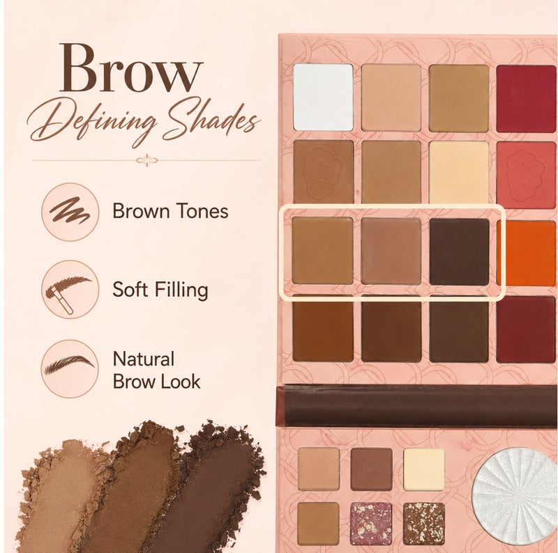Me Now Eyebrow Powder Makeup Palette Set All-in-One Eye Face Cosmetic Kit with Eyeshadow Highlighter Pressed Powder Shades, Multi Color Brow Makeup Palette Brand: O'CHEAL - Image 3
