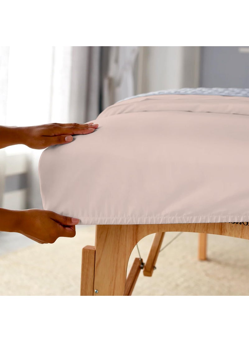 SUPREME ELEGANCE 100% Cotton Twin Soft Pink Fitted Sheet Only  Back to School College Essentials Fitted Sheet (39 W x 75 L)  Lightweight  Highly Breathable  Cool & Crisp  17"" Deep Pocket Soft Pink Bed Sheets  - Image 3