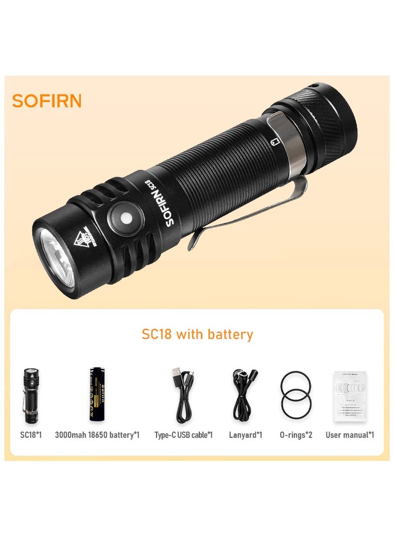 Sofirn SC18 USB Type C Rechargeable Flashlight, Super Bright Small Light for Emergency, 20W High-Power SST-40 LED. - Image 1