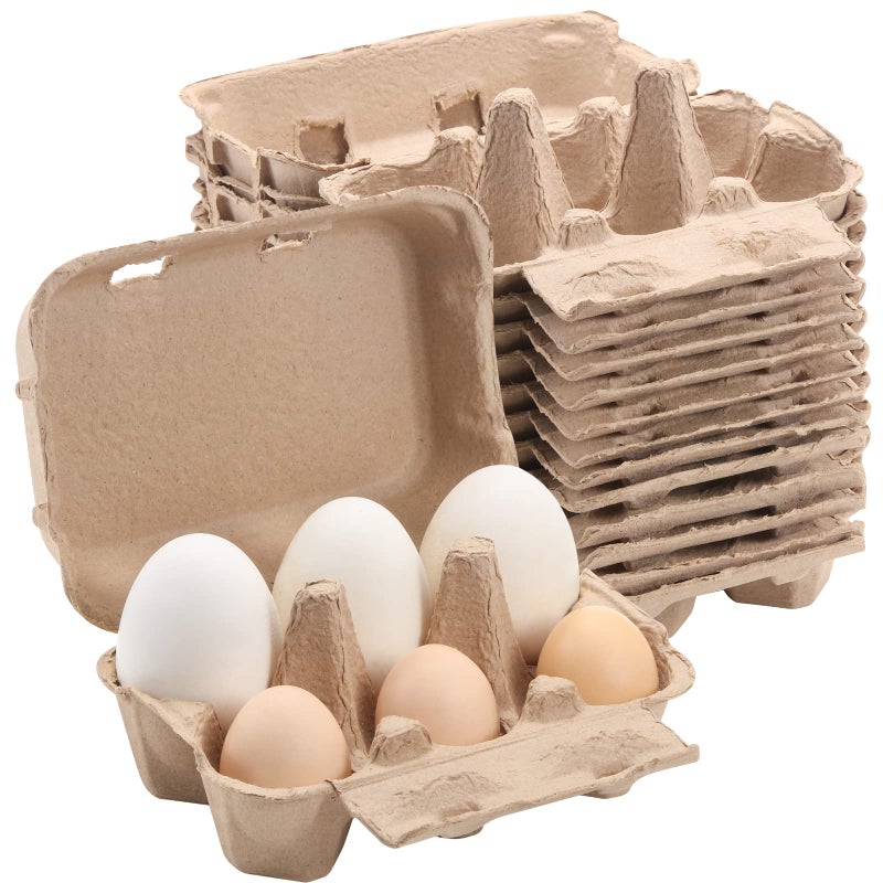 LayHyand Vintage Jumbo Duck Egg Cartons 20 Pack, Half Dozen Paper Carton for Normal Size Geese, Blank Natural Pulp Jumbo Eggs Container Holder Reusable for 6 Six Count Chicken Carton Storage Strong Tray - Image 1