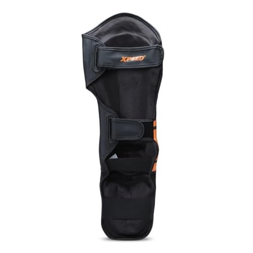 XPEED XP1806 Shin Pad/Shin Guard for Men and Women | Training Practice and Sports | Ultra Light Weight Shinguard with Ankle Adjustable | Hook and Loop Closure System (L, Orange) - Image 3